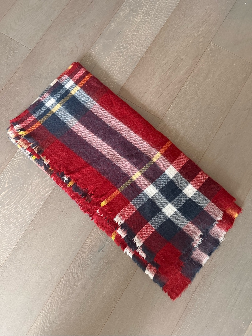Cozy Red Plaid Throw Blanket Scarf - Zara